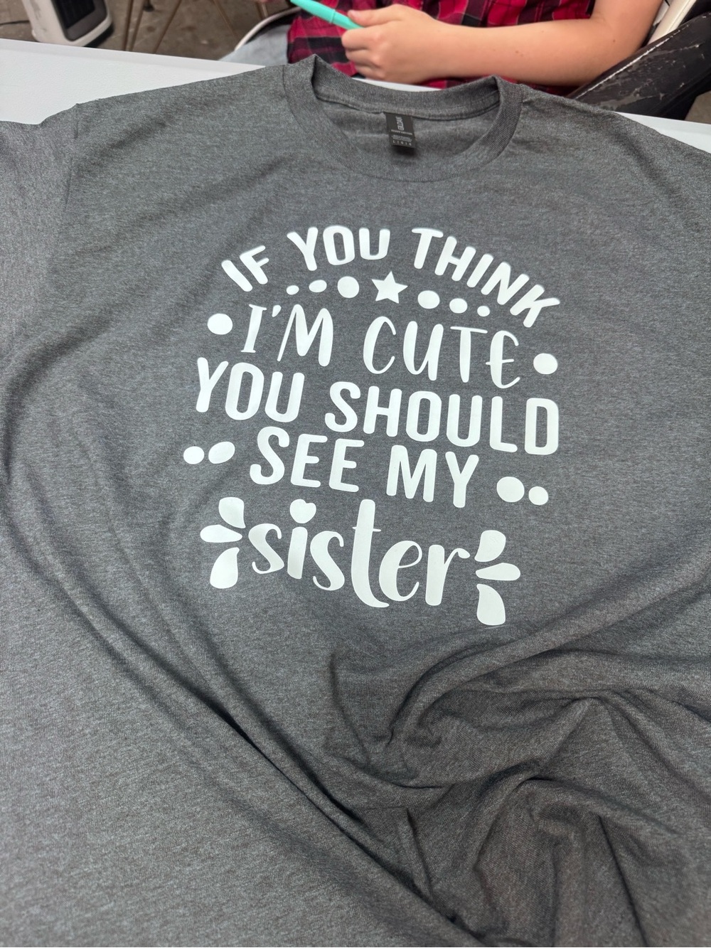Gildan Charcoal Gray Short Sleeve Tee with White Slogan